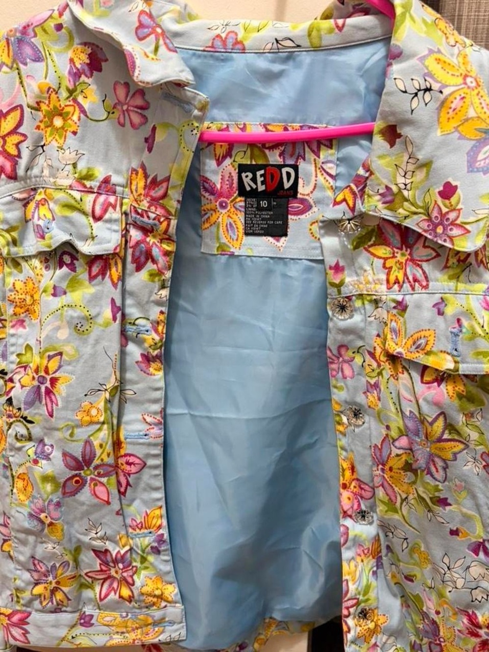 REDD Jeans Floral Light Blue Lined Jacket